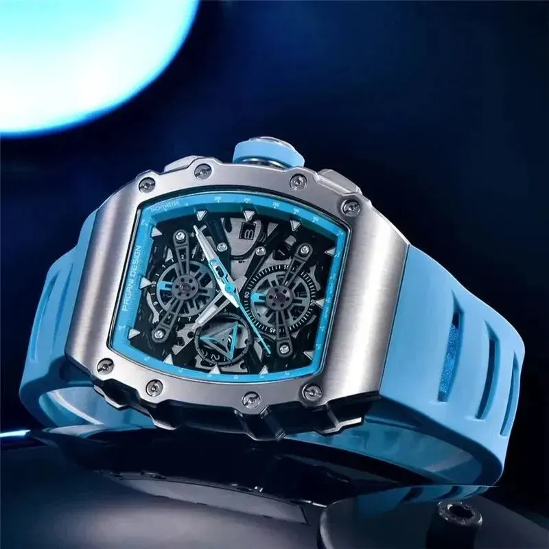 Pagani Design Tiffany Blue & Silver Combination Men's Watch- PD-YS011